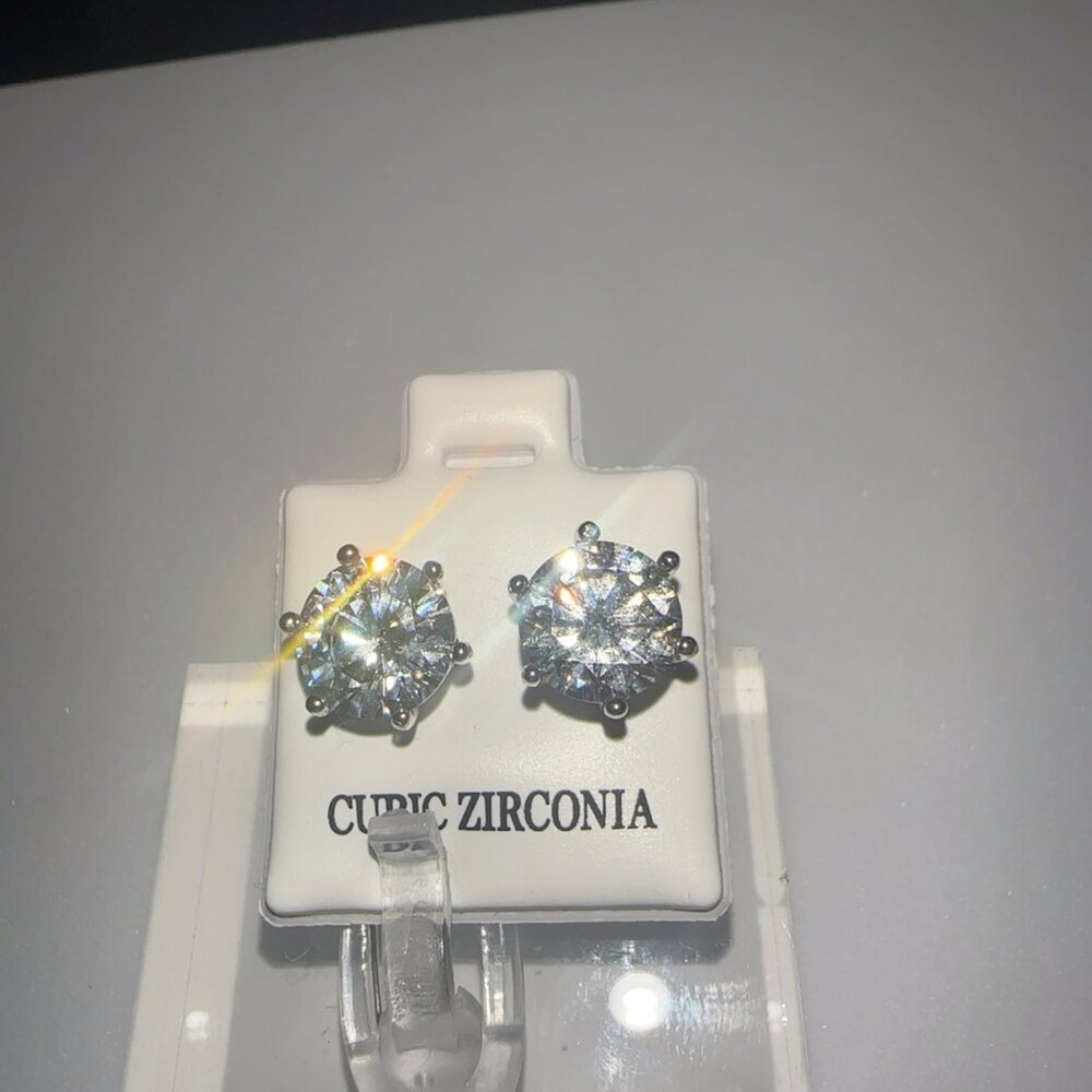 Cubic Zirconia Stud Earrings 2 CT - Picture 11 of 11